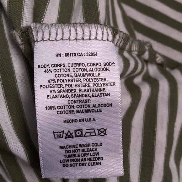 🛍️[DONATED] T.La | Olive Green & White striped shirt with floral accent sleeve - Picture 5 of 5